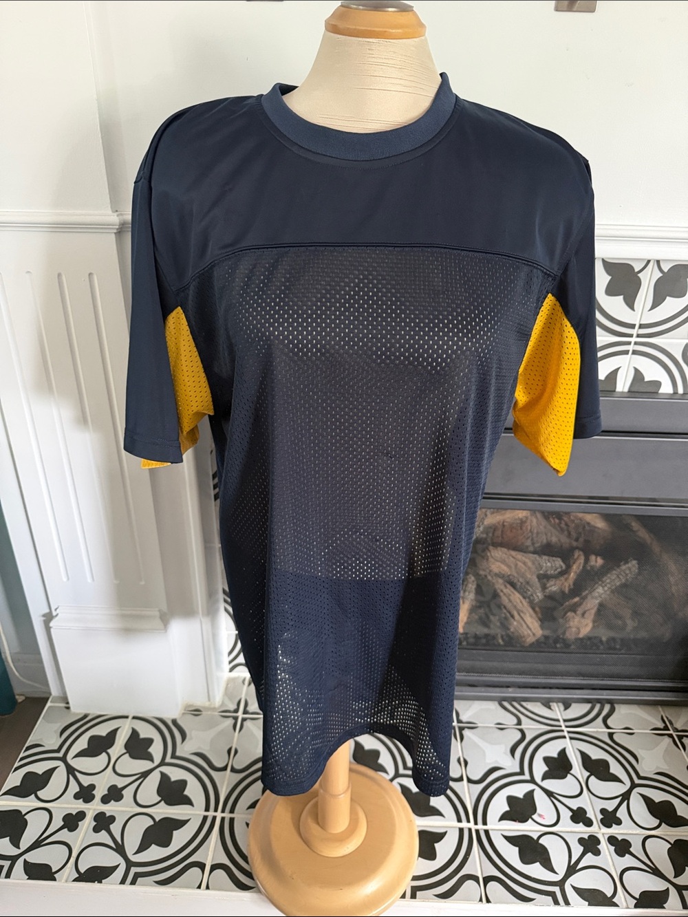 Neutral Jersey Men's Navy and Yellow Performance Mesh T-Shirt